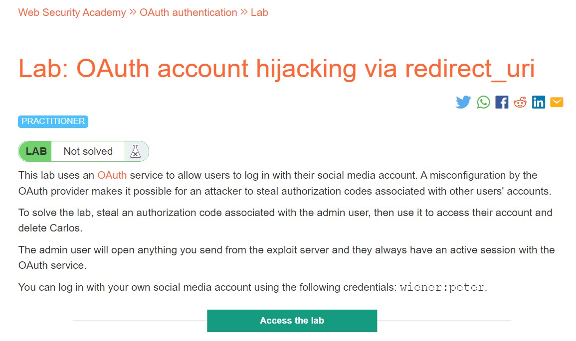 Lab OAuth-hijacking