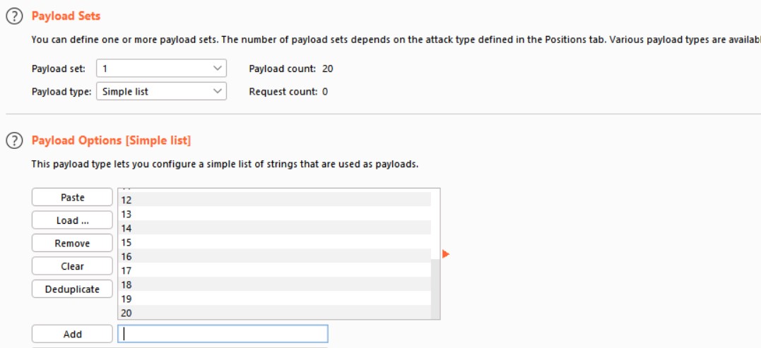 Payload list trước khi brute-force