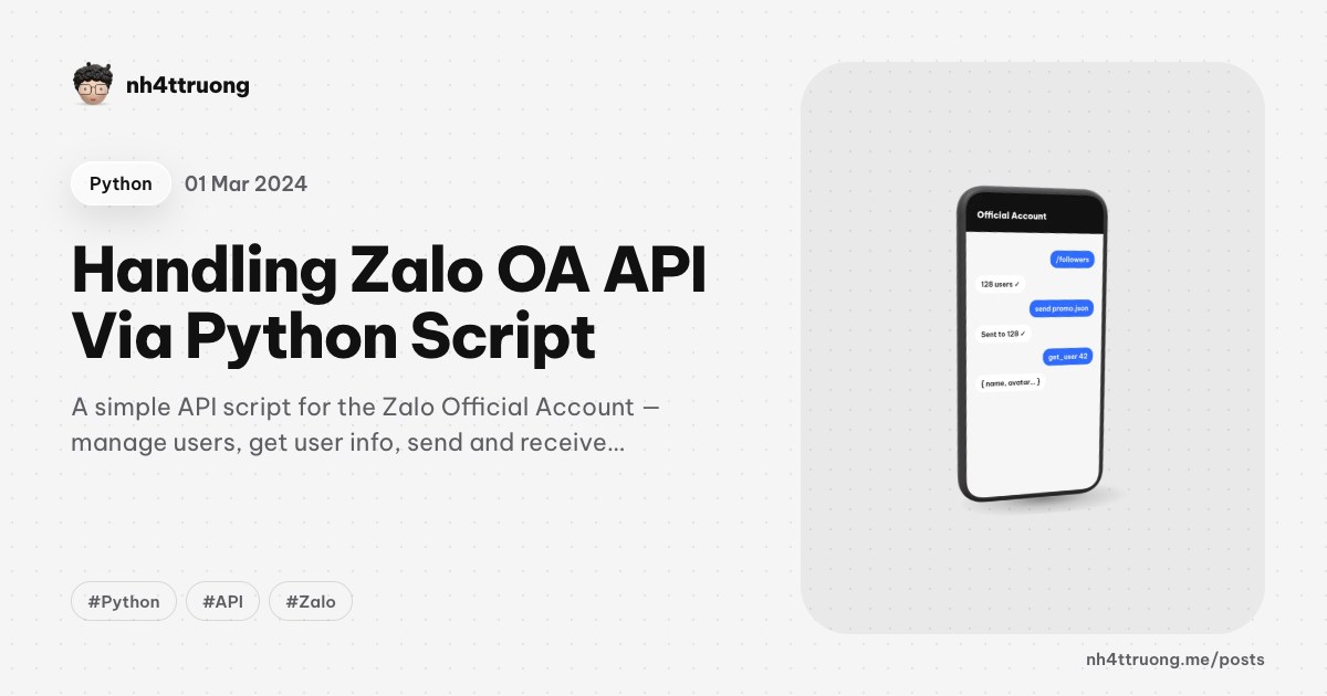 Handling Zalo OA API Via Python Script